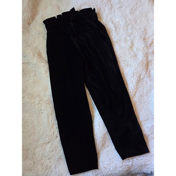 Alice + Olivia Black Velvet High Waisted Paperbag Bow Belt Pants size 4 - Picture 4 of 9